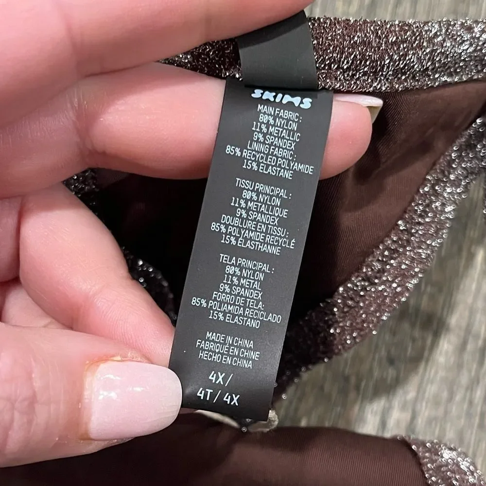 NWT Skims Track Glitter Swim String Thong Swimwear Bikini Sparkly Cocoa Size 4X